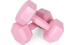 Hantle sześciokątne zestaw 2x2 kg ciężarki do ćwiczeń obciążniki fitness różowe ModernHome