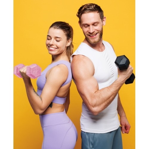 Hantle sześciokątne zestaw 2x2 kg ciężarki do ćwiczeń obciążniki fitness różowe ModernHome