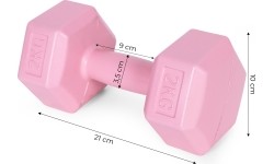 Hantle sześciokątne zestaw 2x2 kg ciężarki do ćwiczeń obciążniki fitness różowe ModernHome