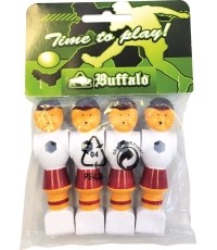 Zapasowe piłkarzyki Buffalo, czerwono-białe, 16 mm, 4 szt.