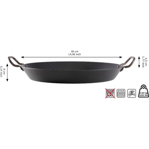 Patelnia do paelli ze stali węglowej Skottsberg 38cm