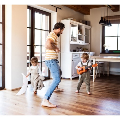 Gitara ukulele dla dzieci drewniana 4 struny nylonowe ECOTOYS