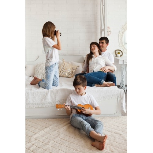Gitara ukulele dla dzieci drewniana 4 struny nylonowe ECOTOYS