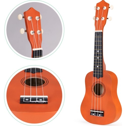 Gitara ukulele dla dzieci drewniana 4 struny nylonowe ECOTOYS