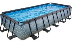 EXIT Basen kamienny 540x250 cm z pompą z filtrem piaskowym - szary Basen stelażowy prostokątny 12600 L