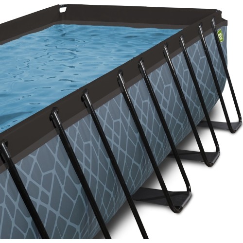 EXIT Basen kamienny 540x250 cm z pompą z filtrem piaskowym - szary Basen stelażowy prostokątny 12600 L