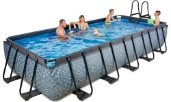 EXIT Basen kamienny 540x250 cm z pompą z filtrem piaskowym - szary Basen stelażowy prostokątny 12600 L