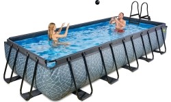 EXIT Basen kamienny 540x250 cm z pompą z filtrem piaskowym - szary Basen stelażowy prostokątny 12600 L