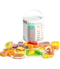 Drewniany zestaw do krojenia żywności, zabawka ekologiczna 23szt.