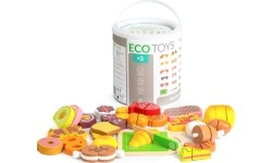 Drewniany zestaw do krojenia żywności, zabawka ekologiczna 23szt.