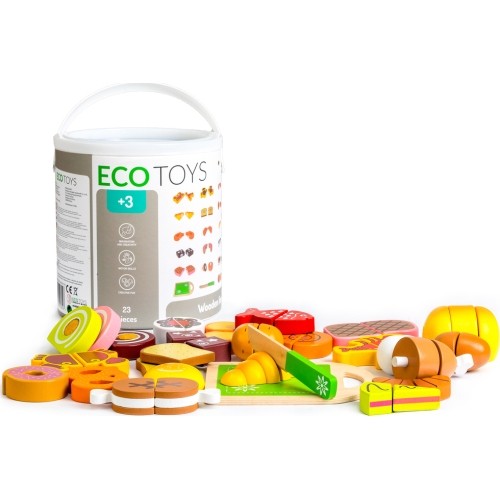 Drewniany zestaw do krojenia żywności, zabawka ekologiczna 23szt.