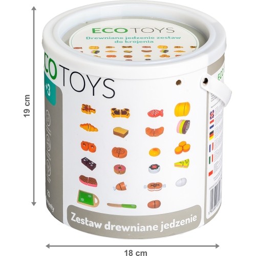 Drewniany zestaw do krojenia żywności, zabawka ekologiczna 23szt.