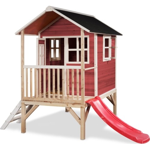 Drewniany domek do zabawy EXIT Loft 300 - czerwony