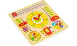 Drewniana tablica edukacyjna manipulacyjna kalendarz zegar ECOTOYS