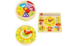 Drewniana tablica edukacyjna manipulacyjna kalendarz zegar ECOTOYS