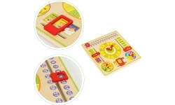 Drewniana tablica edukacyjna manipulacyjna kalendarz zegar ECOTOYS