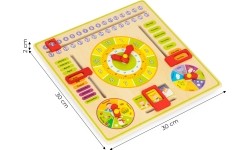 Drewniana tablica edukacyjna manipulacyjna kalendarz zegar ECOTOYS