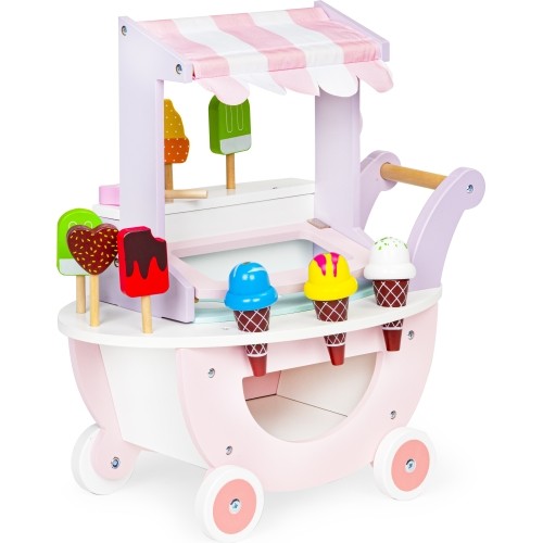 Drewniany wózek lodziarnia dla dzieci sklep Eco Toys, 12 el