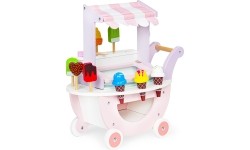 Drewniany wózek lodziarnia dla dzieci sklep Eco Toys, 12 el