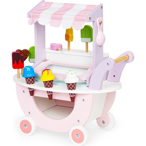 Drewniany wózek lodziarnia dla dzieci sklep Eco Toys, 12 el