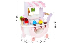 Drewniany wózek lodziarnia dla dzieci sklep Eco Toys, 12 el