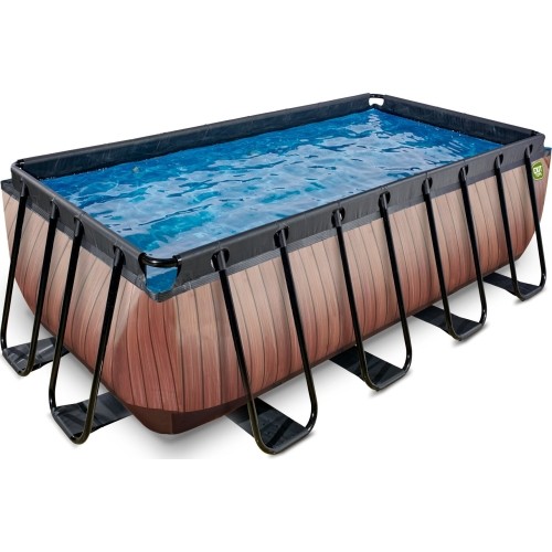 EXIT Basen drewniany 400x200x122cm z pompą filtrującą - brązowy