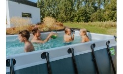 EXIT Basen drewniany 400x200x122cm z pompą filtrującą - brązowy