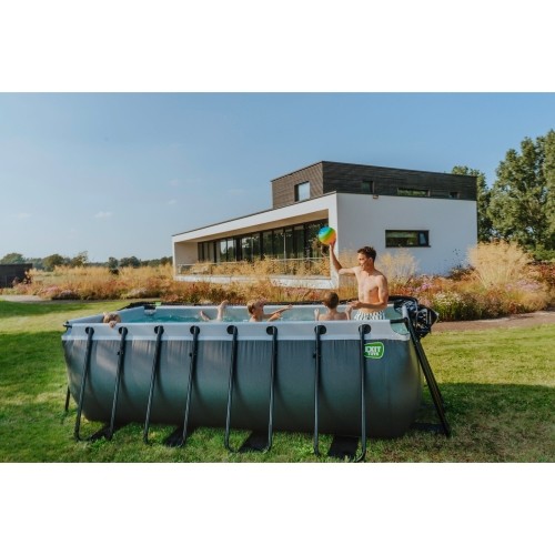 EXIT Basen drewniany 400x200x122cm z pompą filtrującą - brązowy