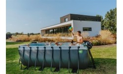 EXIT Basen drewniany 400x200x122cm z pompą filtrującą - brązowy