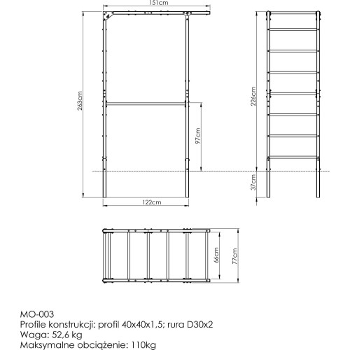 Zewnętrzna drabinka gimnastyczna MO-003 - Marbo Sport