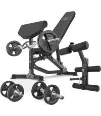 Zestaw MS39_2.0_42KG | Dwustronnie regulowana ławka treningowa + modlitewnik + prasa + zestaw gryfów i obciążeń 42 kg - Mar