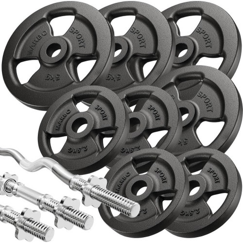 Zestaw MS39_2.0_42KG | Dwustronnie regulowana ławka treningowa + modlitewnik + prasa + zestaw gryfów i obciążeń 42 kg - Mar