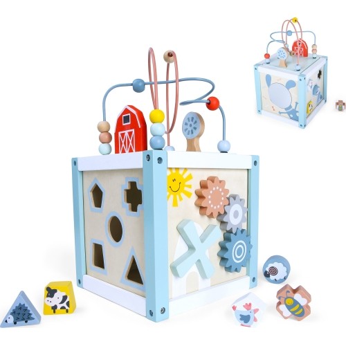 Drewniana kostka edukacyjna sorter z klockami Eco Toys