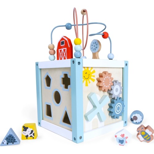 Drewniana kostka edukacyjna sorter +klocki Eco Toys