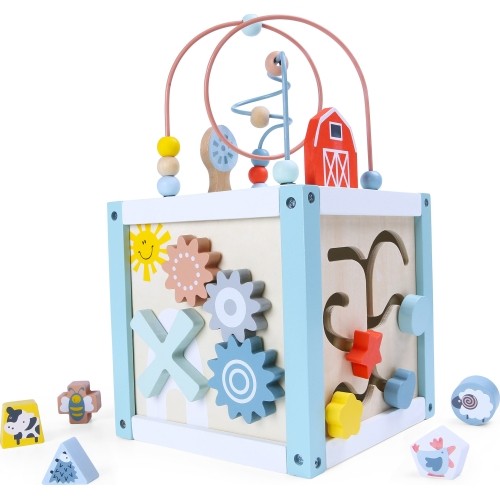 Drewniana kostka edukacyjna sorter +klocki Eco Toys