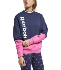 Bluza damska Reebok Te Linear Logo Crew Blue Pink FU2194