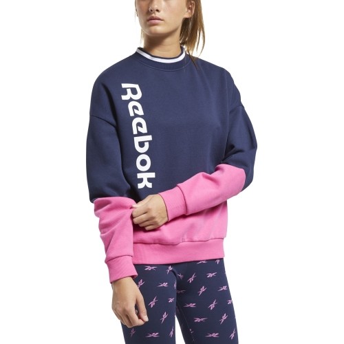 Bluza damska Reebok Te Linear Logo Crew Blue Pink FU2194