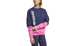 Bluza damska Reebok Te Linear Logo Crew Blue Pink FU2194