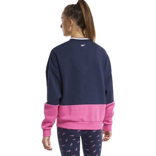 Bluza damska Reebok Te Linear Logo Crew Blue Pink FU2194