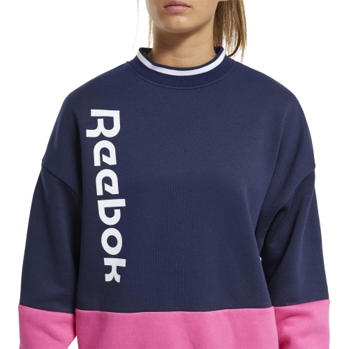 Bluza damska Reebok Te Linear Logo Crew Blue Pink FU2194
