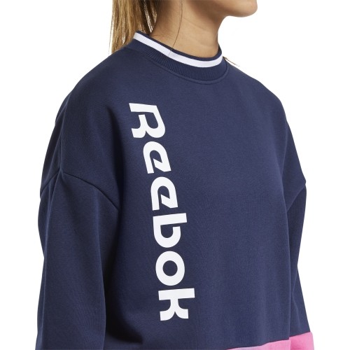 Bluza damska Reebok Te Linear Logo Crew Blue Pink FU2194
