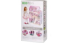Drewniany domek dla lalek z meblami i oświetleniem LED EcoToys