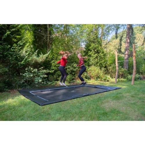 EXIT Dynamiczna trampolina sportowa naziemna 244x427cm - czarna
