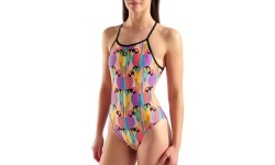 W Tropical Delight Swimsuit Tie Back Multi Pink-Black 34 - 550