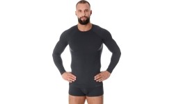Męska koszulka termoaktywna Brubeck Active Wool czarna