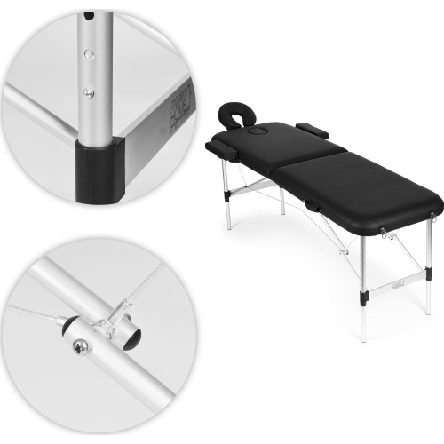 Aluminiowy stół do masażu i rehabilitacji 2-segmentowy składany w walizkę + torba ModernHome