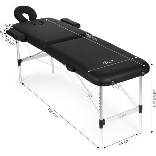 Aluminiowy stół do masażu i rehabilitacji 2-segmentowy składany w walizkę + torba ModernHome