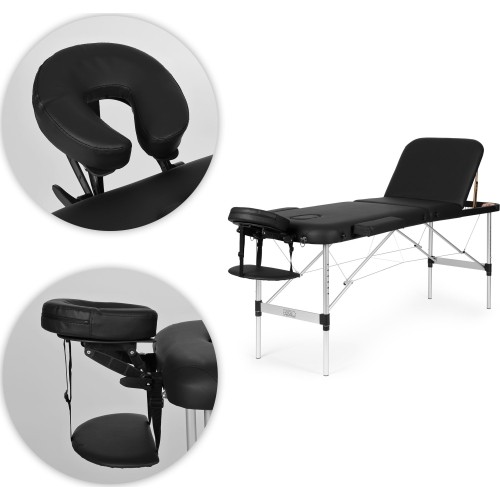 Aluminiowy stół do masażu i rehabilitacji, 3-segmentowy, składany do walizki + torba ModernHome