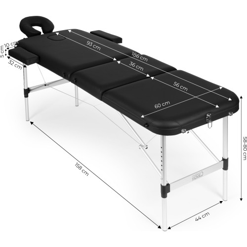Aluminiowy stół do masażu i rehabilitacji, 3-segmentowy, składany do walizki + torba ModernHome