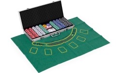 Zestaw do pokera blackjacka 500 żetonów 2 talie kart kości mata do gry zamykana walizka